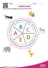 Alphabet Animals Maze A to E